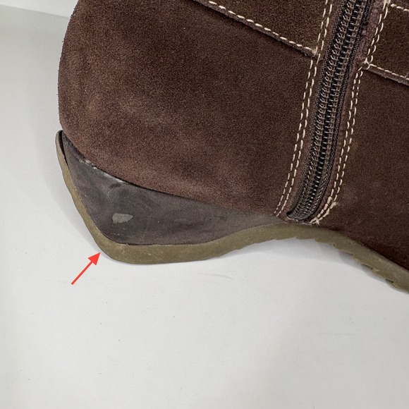 Sporto Womens Nubuck Faux Fur Collar Wedge Ankle Boots Size 9.5M Brown Cozy Boho - Picture 10 of 12